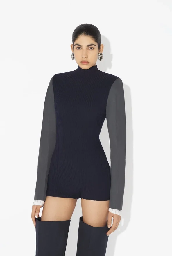 De Bi-Material Bodysuit De Bi-Material Bodysuit