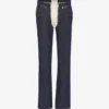 De contrasterende denim-Jeans met vetersluiting De contrasterende denim-Jeans met vetersluiting