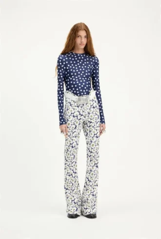 De Curved-denim Jeans met bloemenprint