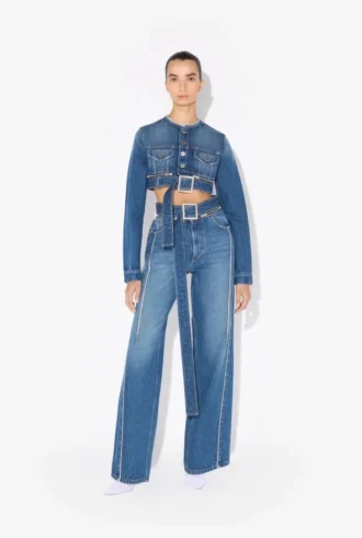 De denim-Jeans met riemen