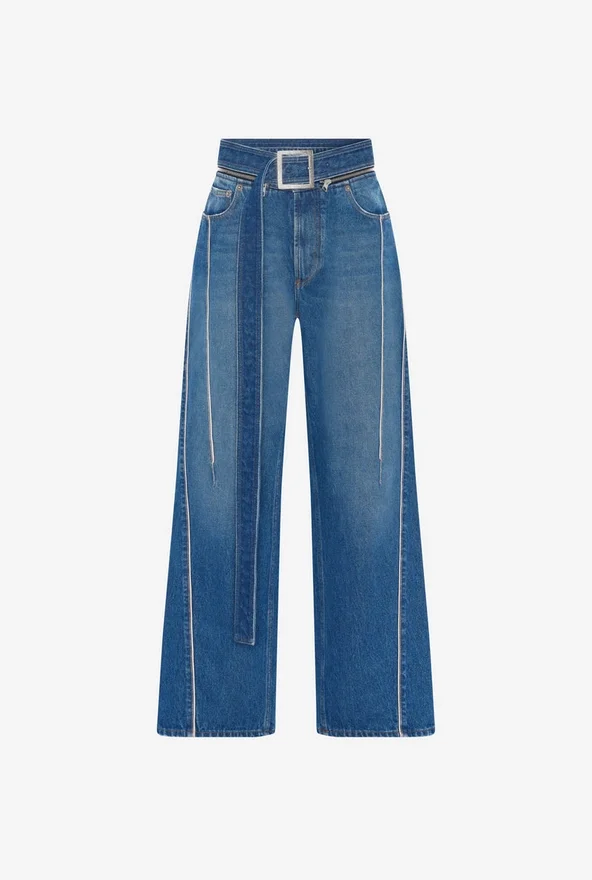 De denim-Jeans met riemen De denim-Jeans met riemen