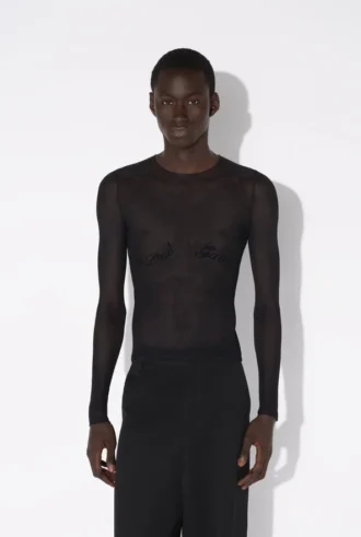 De Jean Paul Gaultier-top met flockprint