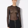 De Jean Paul Gaultier-top met flockprint