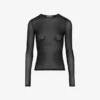 De Jean Paul Gaultier-top met flockprint