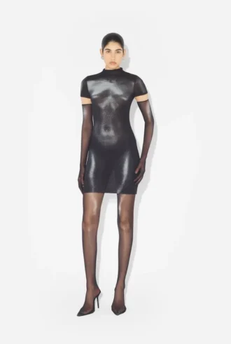 De korte zilveren Body Dust-jurk
