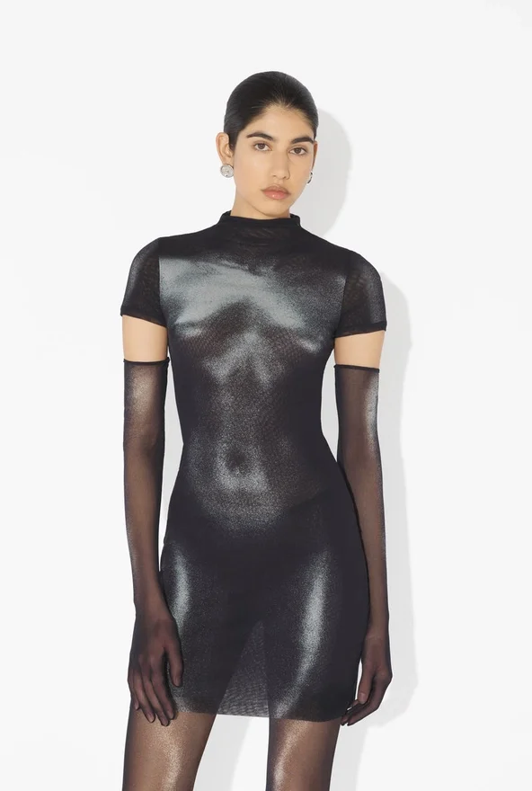 De korte zilveren Body Dust-jurk De korte zilveren Body Dust-jurk