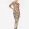 De lange beige Madaillon-jurk