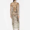 De lange beige Madaillon-jurk