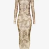 De lange beige Madaillon-jurk