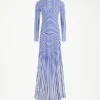 De lange blauwe Target-jurk
