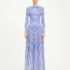 De lange blauwe Target-jurk
