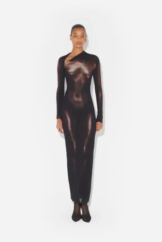 De lange bronzen Body Dust-jurk