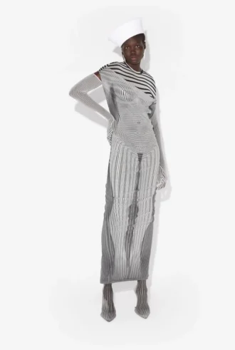 De lange gedrapeerde Body Morph-jurk De lange gedrapeerde Body Morph-jurk