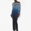 De lange jurk met 3D-strepen De lange jurk met 3D-strepen