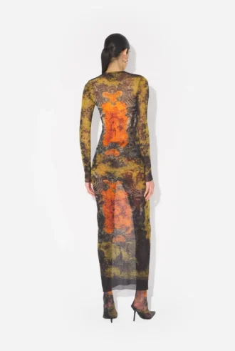 De lange kaki Madaillon-jurk