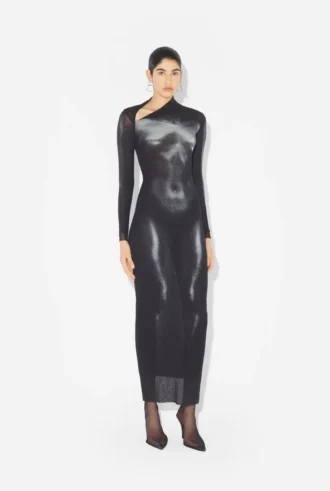 De lange zilveren Body Dust-jurk
