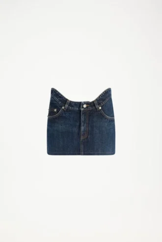 De mini-rok van denim met rondingen