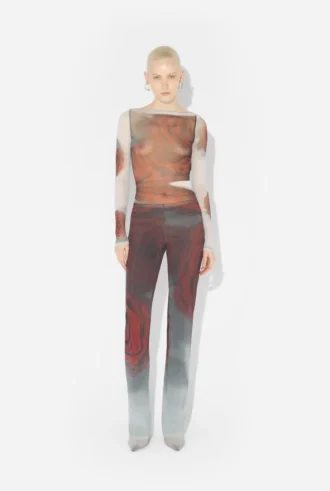 De rode Blurry Roses-broek