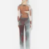 De rode Blurry Roses-broek