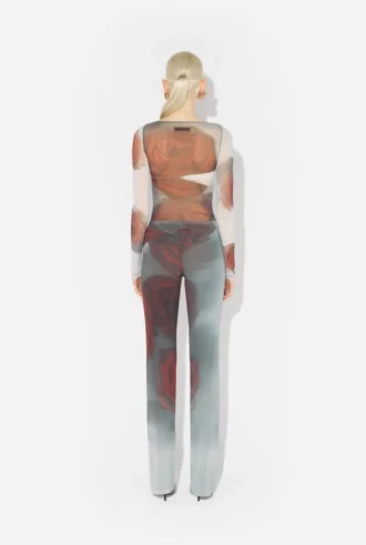 De rode Blurry Roses-broek