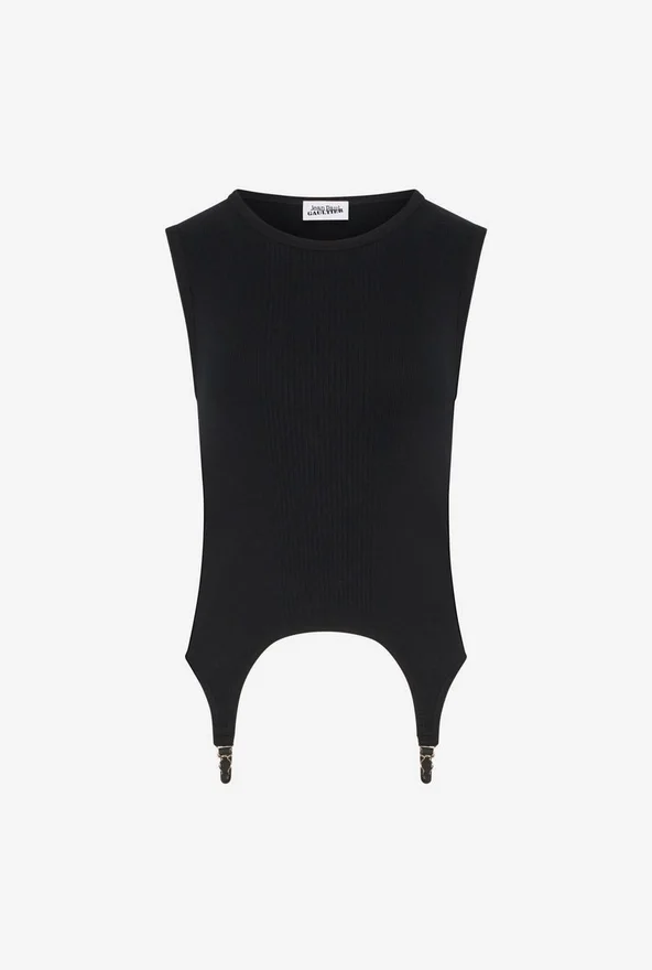 De zwarte jarretelle-tanktop De zwarte jarretelle-tanktop