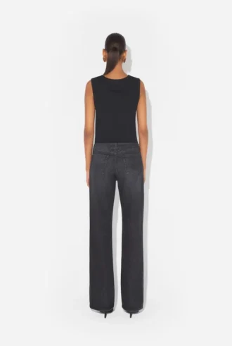 De zwarte jeans met rits