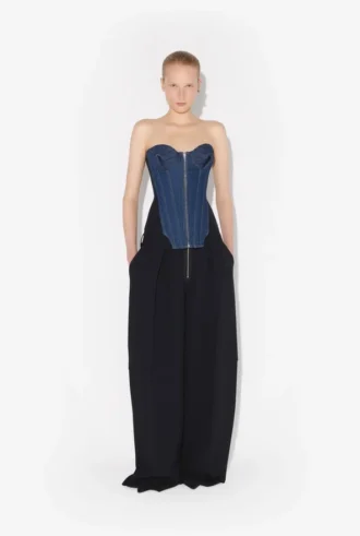 Het Bi-Material Denim-korset Het Bi-Material Denim-korset
