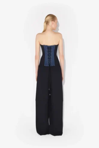 Het Bi-Material Denim-korset Het Bi-Material Denim-korset