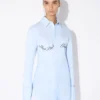 Het blauwe overhemd met Jean Paul Gaultier-print Het blauwe overhemd met Jean Paul Gaultier-print