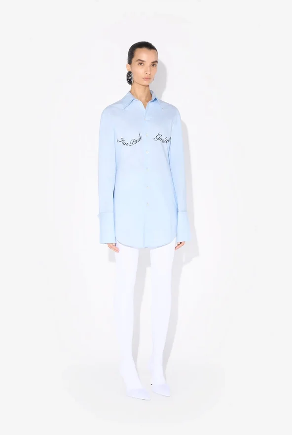 Het blauwe overhemd met Jean Paul Gaultier-print Het blauwe overhemd met Jean Paul Gaultier-print