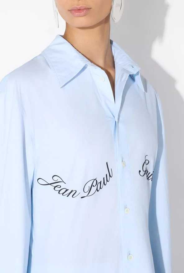 Het blauwe overhemd met Jean Paul Gaultier-print Het blauwe overhemd met Jean Paul Gaultier-print