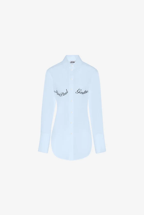 Het blauwe overhemd met Jean Paul Gaultier-print Het blauwe overhemd met Jean Paul Gaultier-print