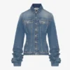 Het blauwe spijkerjas met oversized mouwen Het blauwe spijkerjas met oversized mouwen