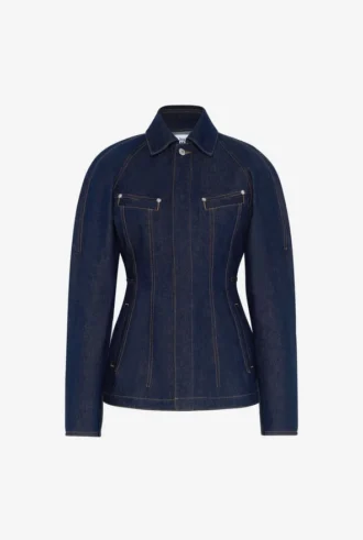 Het denimjack met schouderpads