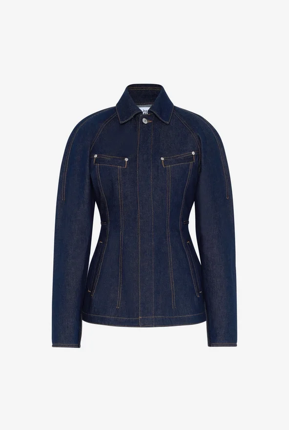 Het denimjack met schouderpads Het denimjack met schouderpads