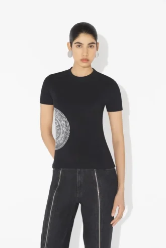 Het zwarte Laurel-Baby Tee met stempelprint