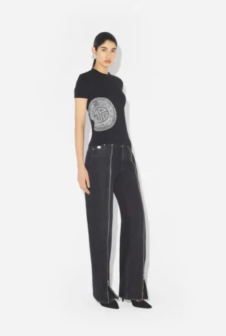 Het zwarte Laurel-Baby Tee met stempelprint