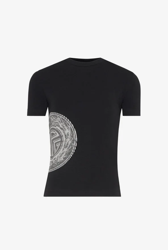 Het zwarte Laurel-Baby Tee met stempelprint Het zwarte Laurel-Baby Tee met stempelprint