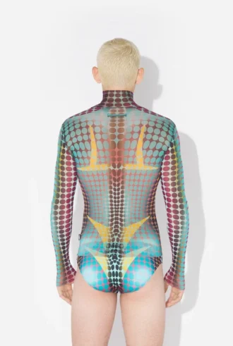 Re-Edition – de blauwe Mesh Print-top met stippenprint
