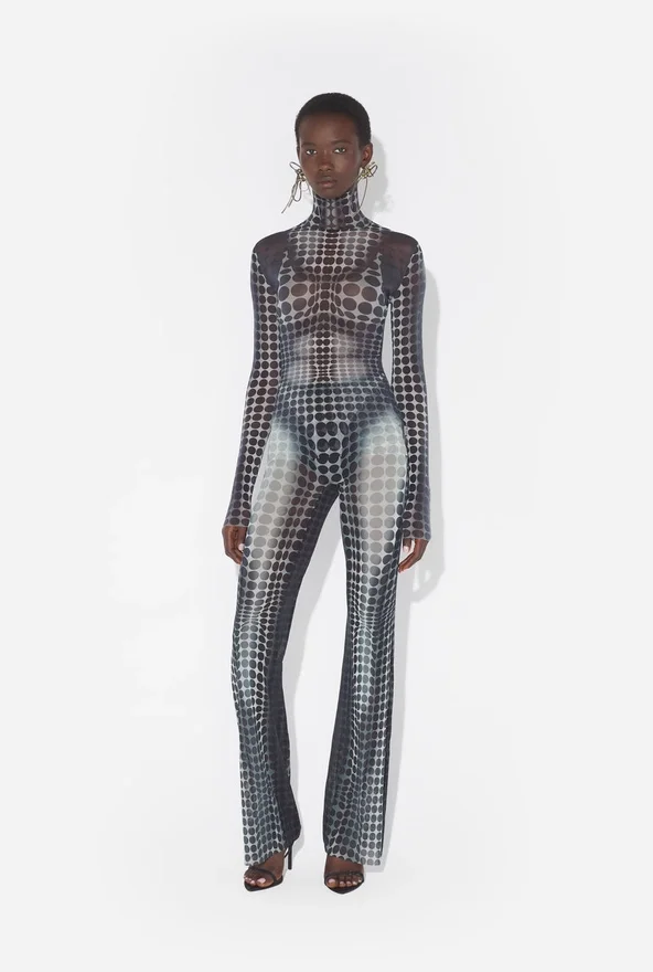 Re-Edition – de mesh top met zwart-witte stippenprint Re-Edition – de mesh top met zwart-witte stippenprint