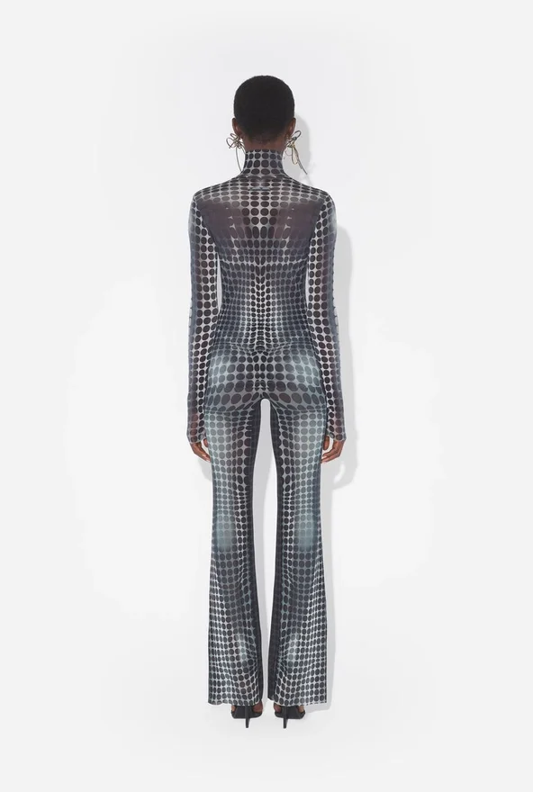 Re-Edition – de mesh top met zwart-witte stippenprint Re-Edition – de mesh top met zwart-witte stippenprint