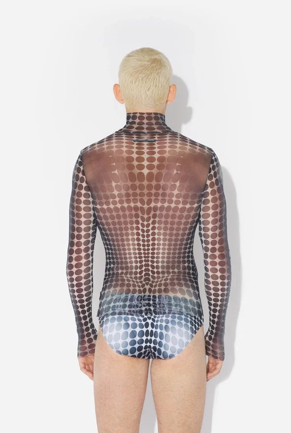 Re-Edition – de mesh top met zwart-witte stippenprint Re-Edition – de mesh top met zwart-witte stippenprint