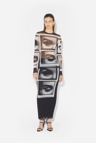 Re-Edition – de zwarte top met ogen- en lippenprint