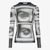 Re-Edition – de zwarte top met ogen- en lippenprint